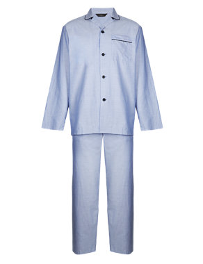Pure Cotton Revere Collar Oxford Pyjamas Image 2 of 4
