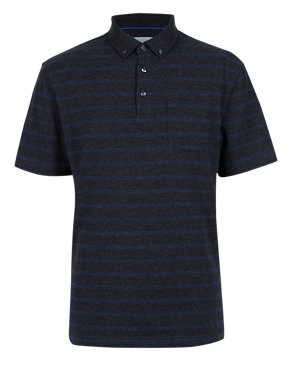 Pure Cotton Reverse Striped Polo Shirt Image 2 of 4