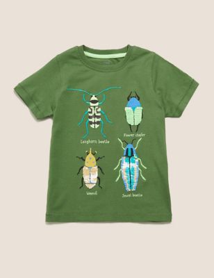 Pure Cotton Reversible Bug Sequin T-Shirt (2-7 Yrs) Image 2 of 6