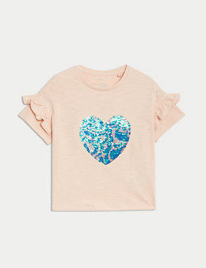 Pure Cotton Reversible Sequin T-Shirt (2-8 Yrs) Image 2 of 6