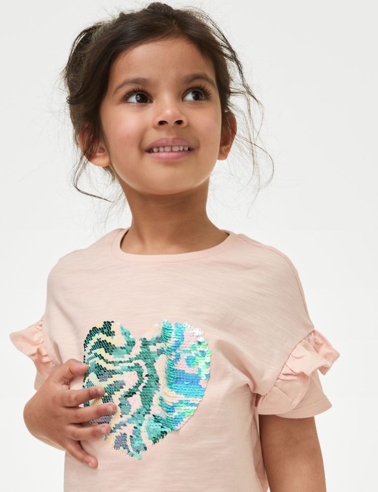 Pure Cotton Reversible Sequin T-Shirt (2-8 Yrs) 3 of 6