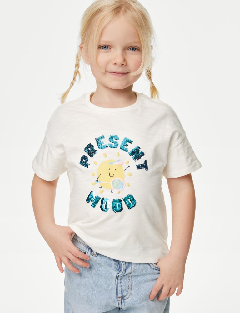Pure Cotton Reversible Sequin T Shirt 2 8 Yrs