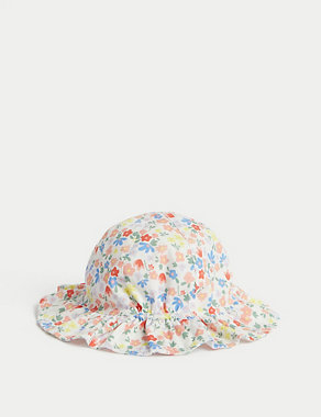 Pure Cotton Reversible Sun Hat (0-1 Yrs) Image 2 of 3