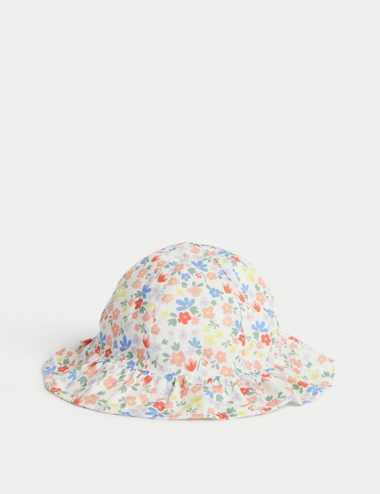 Pure Cotton Reversible Sun Hat (0-1 Yrs) 1 of 3