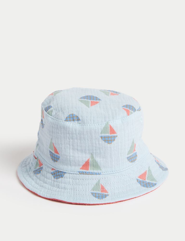 Pure Cotton Reversible Sun Hat (0-1 Yrs) 1 of 4