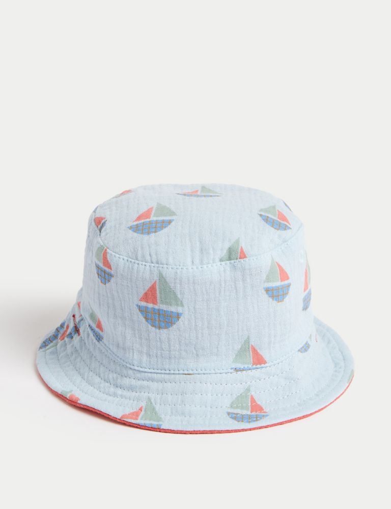 Pure Cotton Reversible Sun Hat (0-1 Yrs) 2 of 4