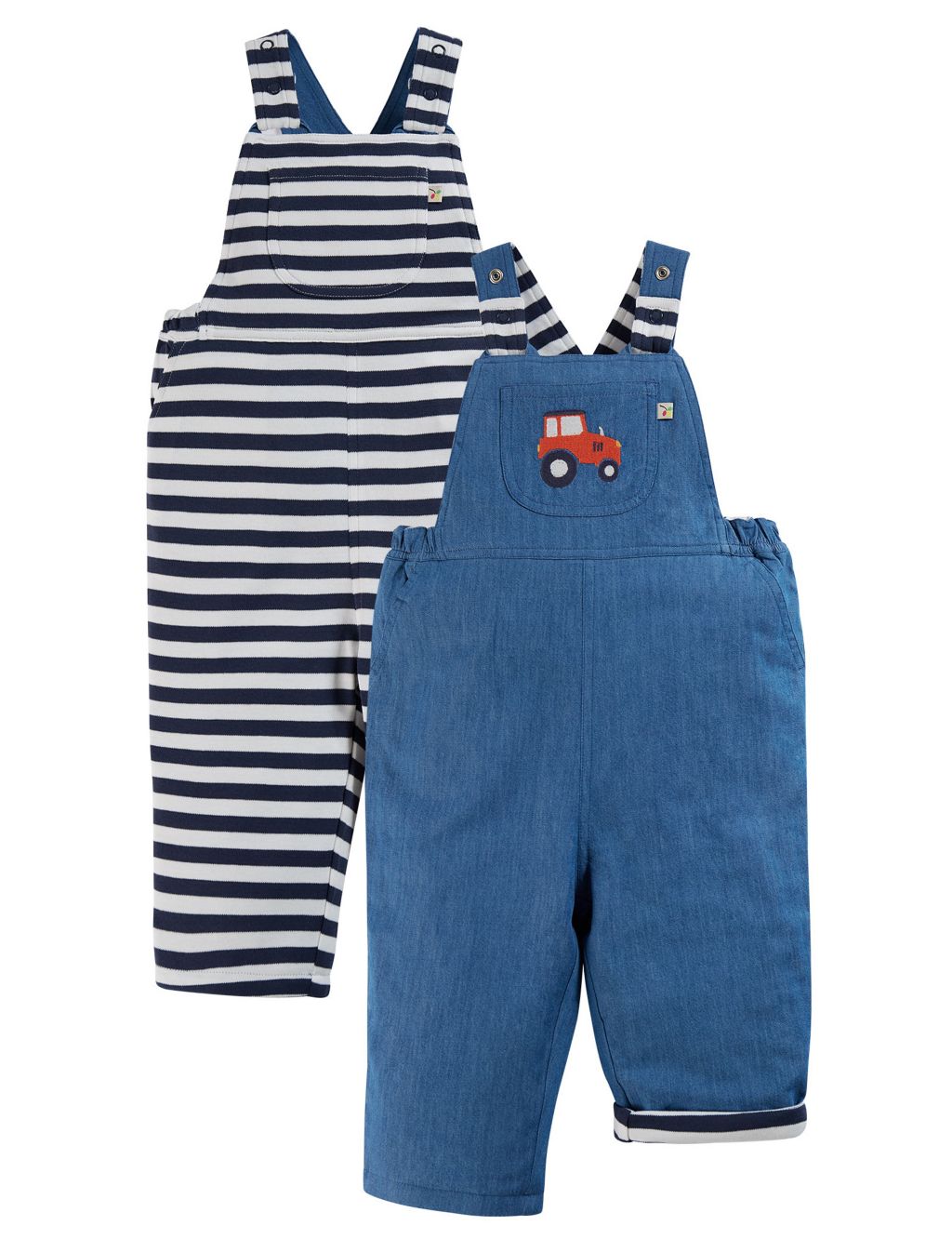 Pure Cotton Reversible Tractor Dungarees (0-4 Yrs) 1 of 6