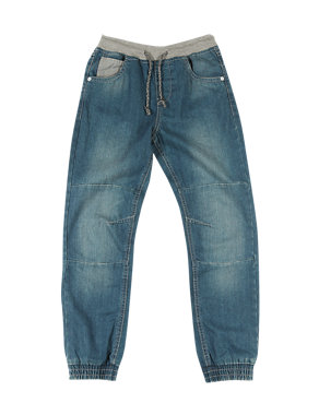 Pure Cotton Ribbed Adjustable Waistband Denim Jeans (5-14 Years) Image 2 of 3