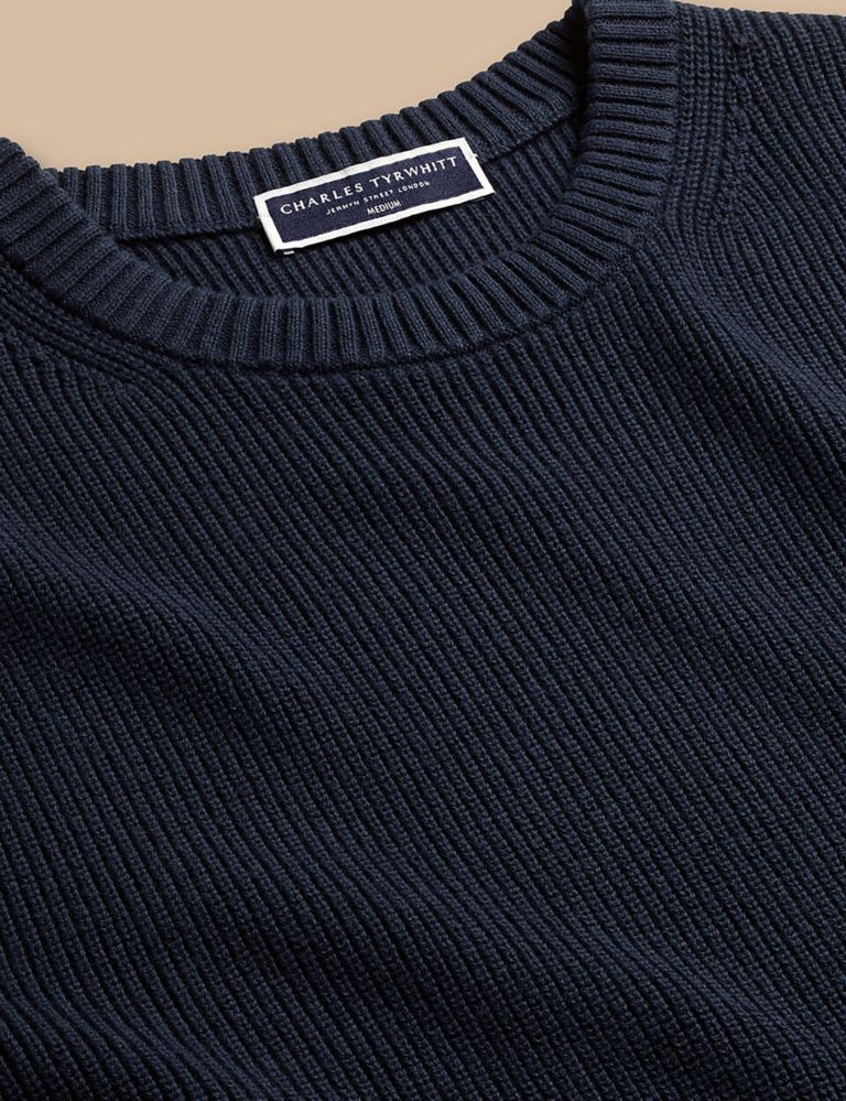 Pure Cotton Ribbed Crew Neck Jumper 4 of 5