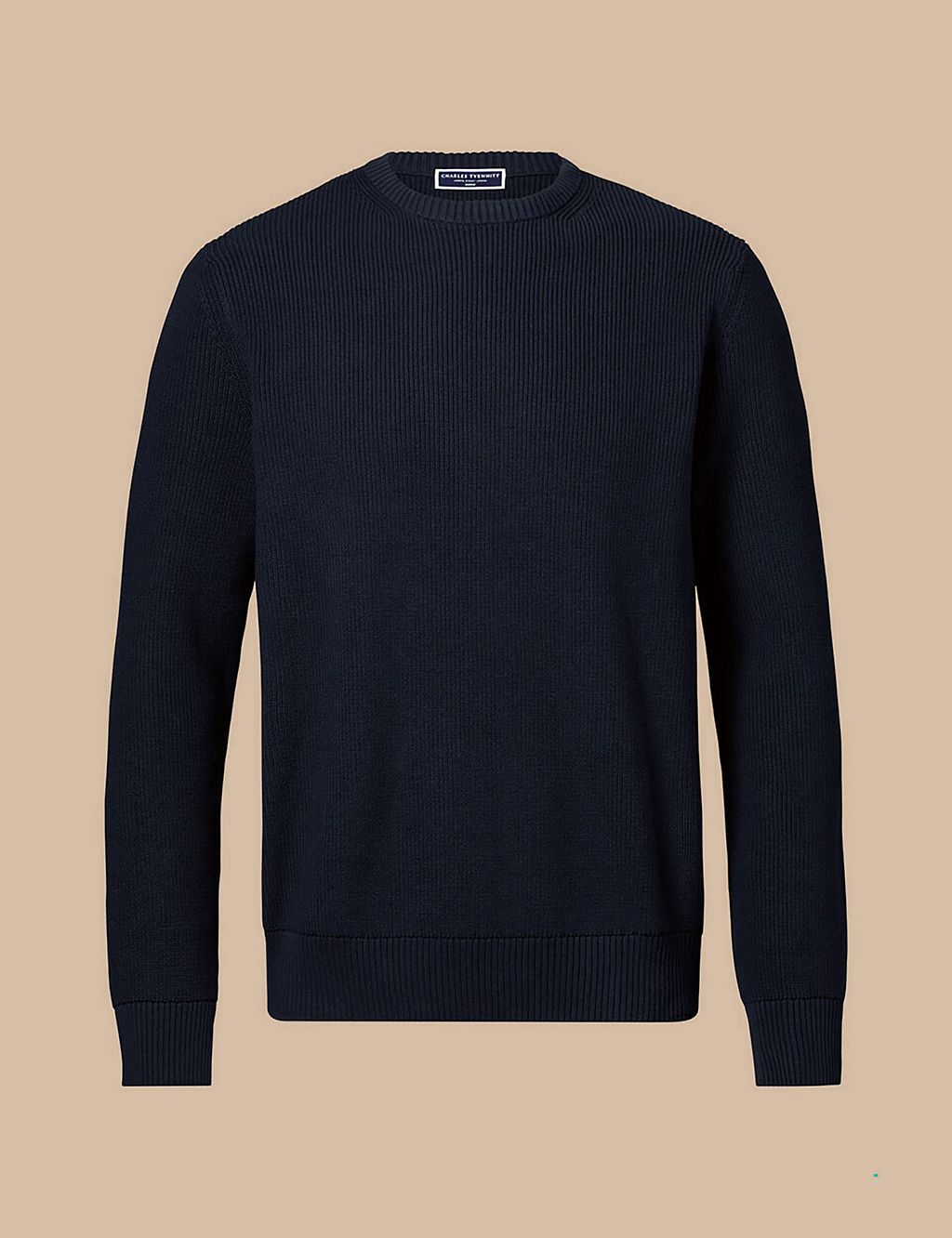 Pure Cotton Ribbed Crew Neck Jumper 1 of 5