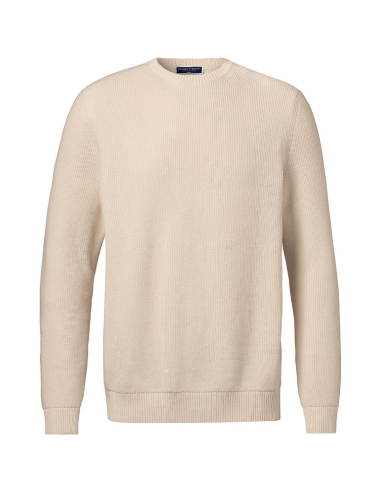 Pure Cotton Ribbed Crew Neck Jumper 2 of 5