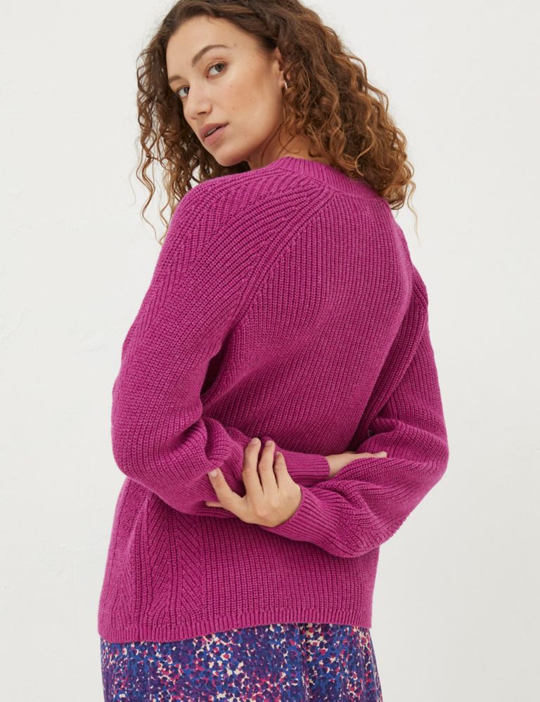 Pure Cotton Ribbed Crew Neck Jumper 3 of 6