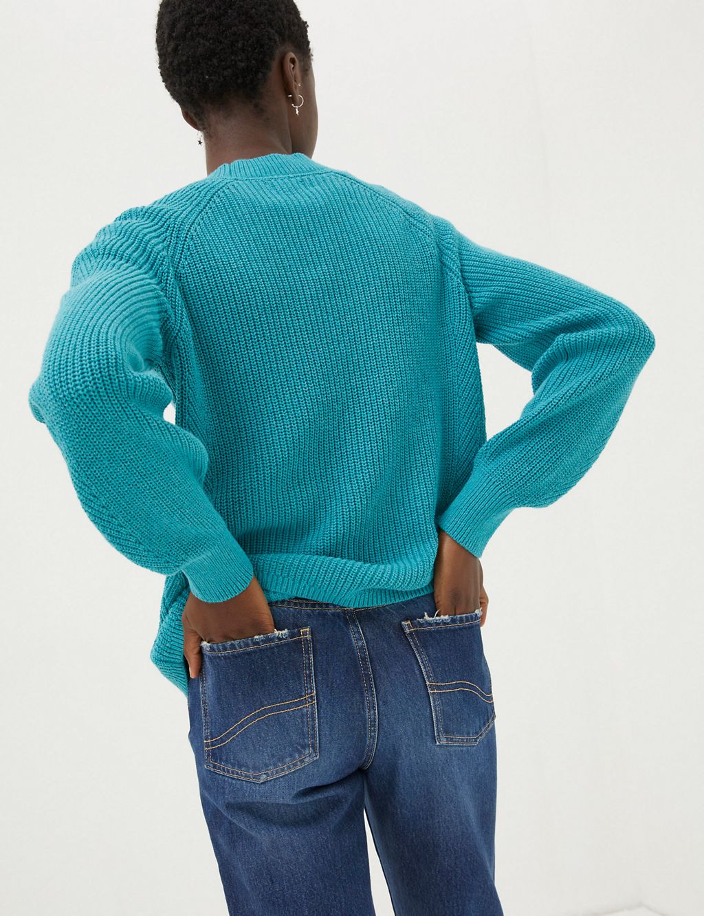 Pure Cotton Ribbed Crew Neck Jumper 2 of 5