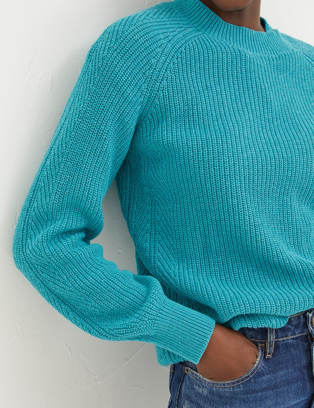 Pure Cotton Ribbed Crew Neck Jumper 5 of 5