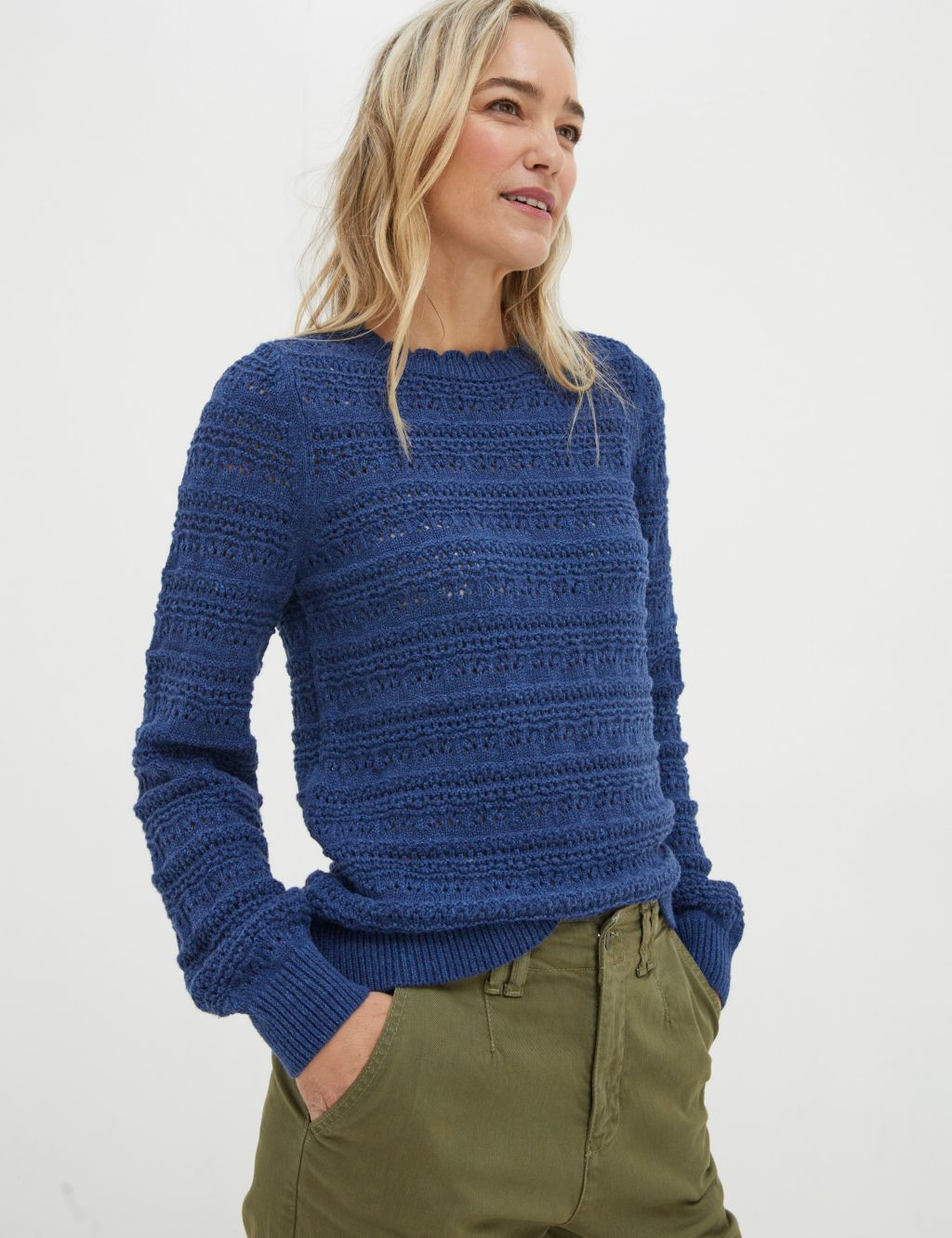 Pure Cotton Ribbed Crew Neck Jumper 3 of 4