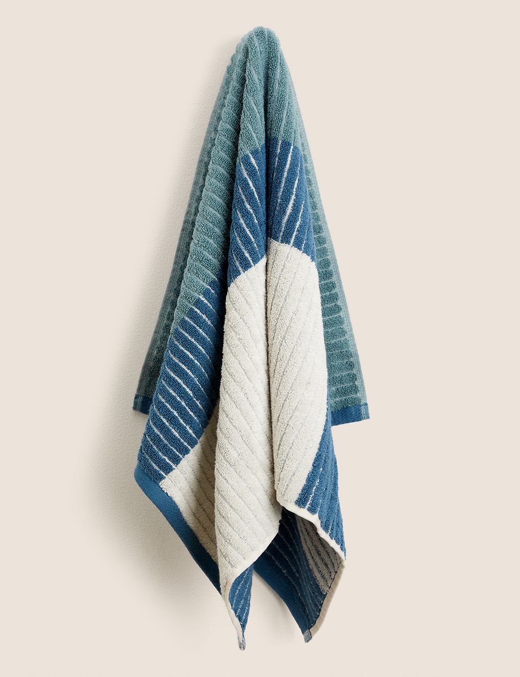 Pure Cotton Ribbed Geometric Towel 4 of 6