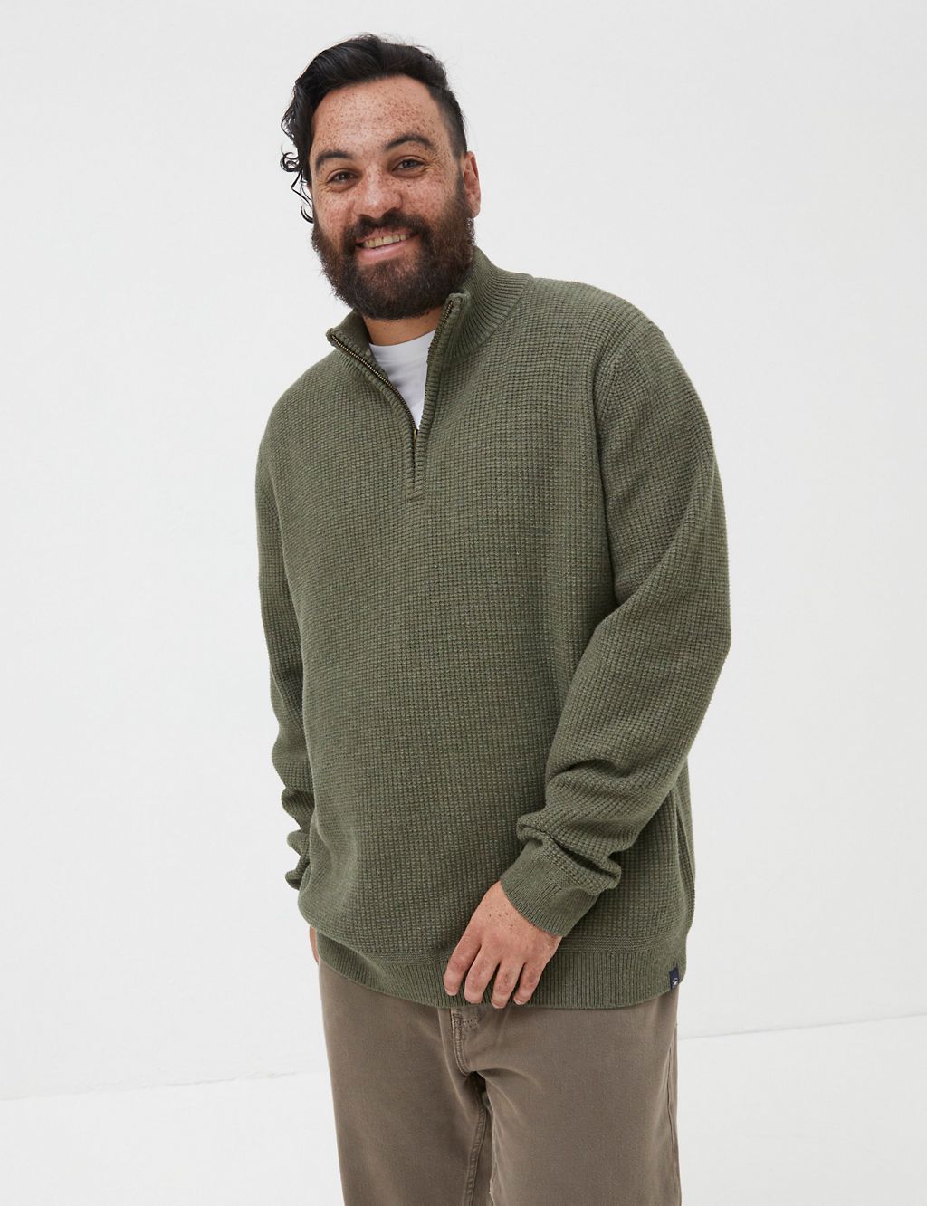 Pure Cotton Ribbed Half Zip Jumper 3 of 3