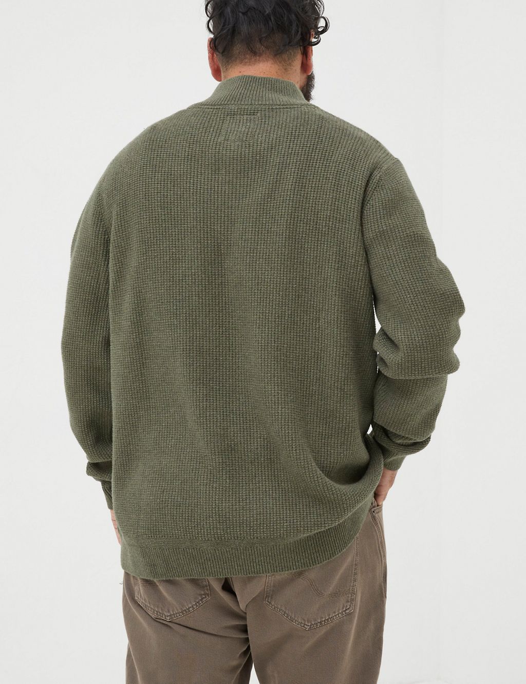 Pure Cotton Ribbed Half Zip Jumper 2 of 3