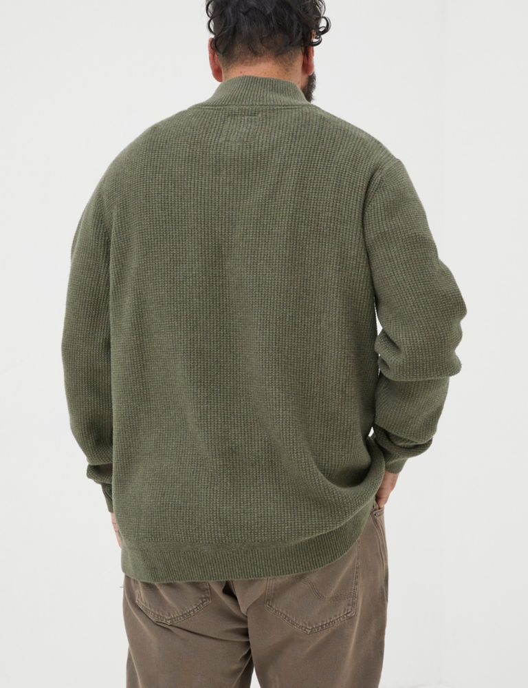 Pure Cotton Ribbed Half Zip Jumper 3 of 3