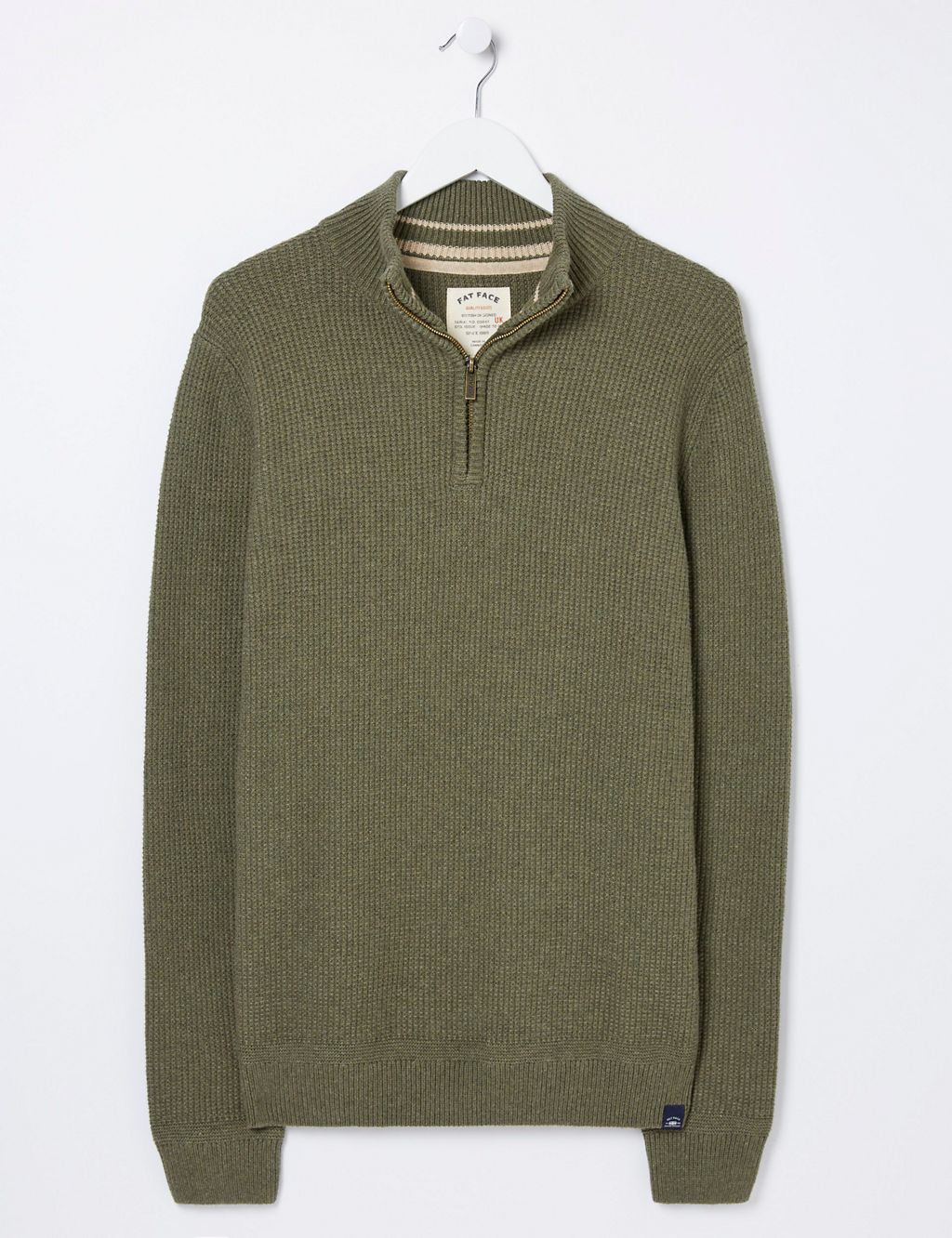 Pure Cotton Ribbed Half Zip Jumper 1 of 3