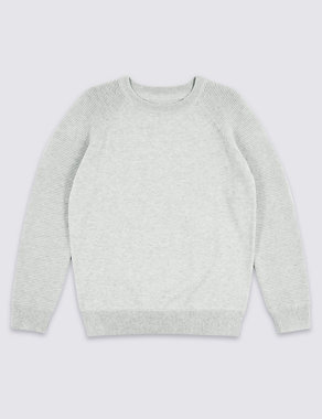 Pure Cotton Ribbed Jumper (3-16 Years) Image 2 of 5