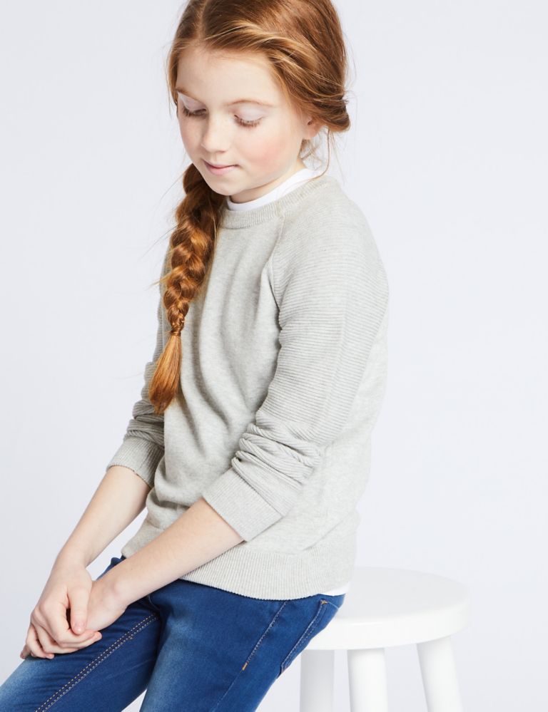 Pure Cotton Ribbed Jumper (3-16 Years) 3 of 5