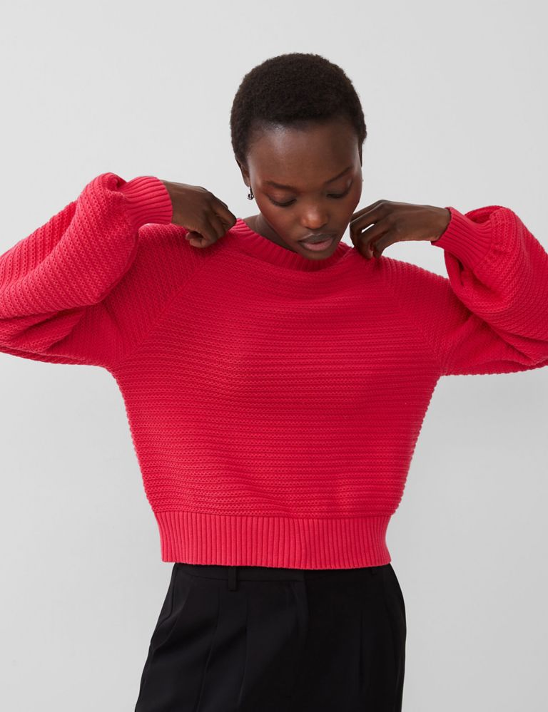 Pure Cotton Ribbed Round Neck Jumper 3 of 4