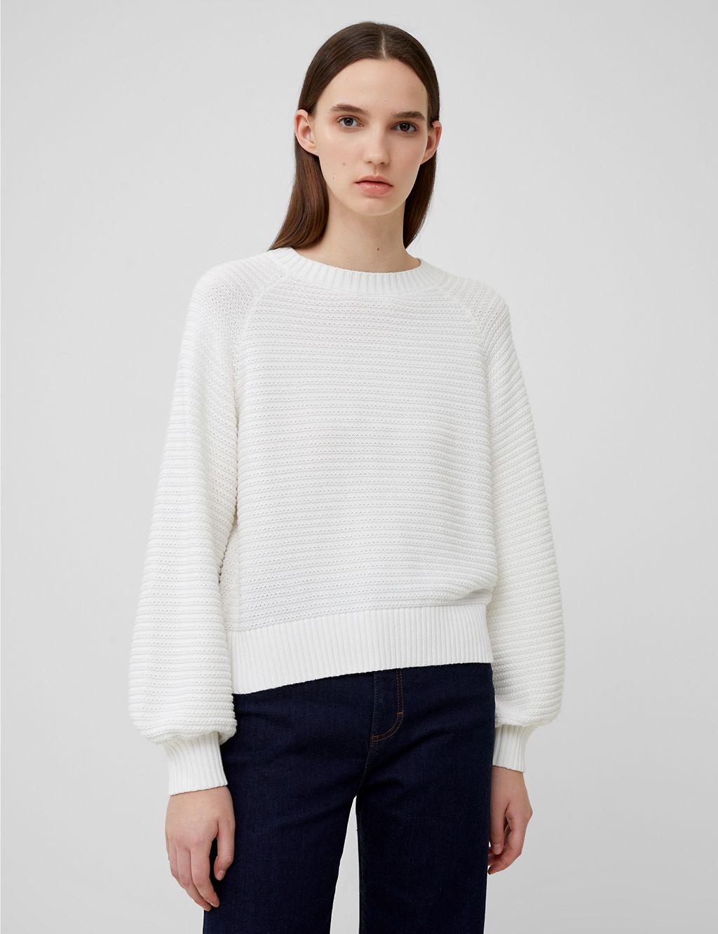 Pure Cotton Ribbed Round Neck Jumper 3 of 4