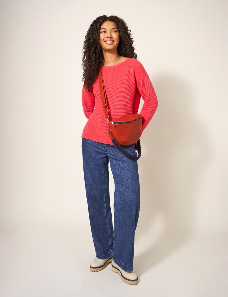 Pure Cotton Ribbed Round Neck Jumper White Stuff M S