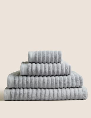 Pure Cotton Ribbed Textured Towel Image 2 of 7