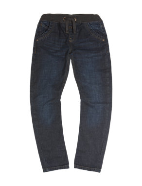 Pure Cotton Ribbed Waist Denim Jeans (5-14 Years) Image 2 of 3