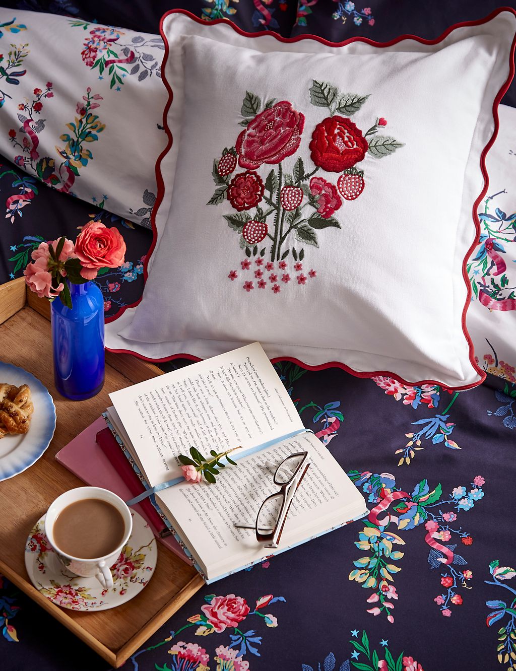 Pure Cotton Ribbon Roses Bedding Set 2 of 3