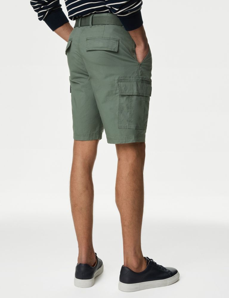 Pure Cotton Ripstop Textured  Belted Cargo Shorts 7 of 7