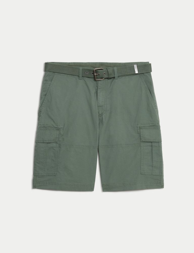Pure Cotton Ripstop Textured  Belted Cargo Shorts 3 of 7