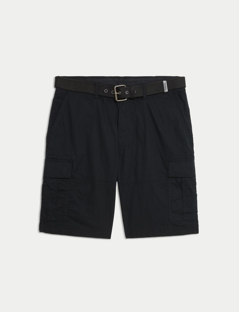 Pure Cotton Ripstop Textured  Belted Cargo Shorts 2 of 6