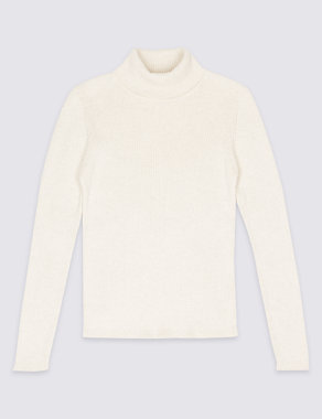 Pure Cotton Roll Neck Jumper (3-14 Years) Image 2 of 3