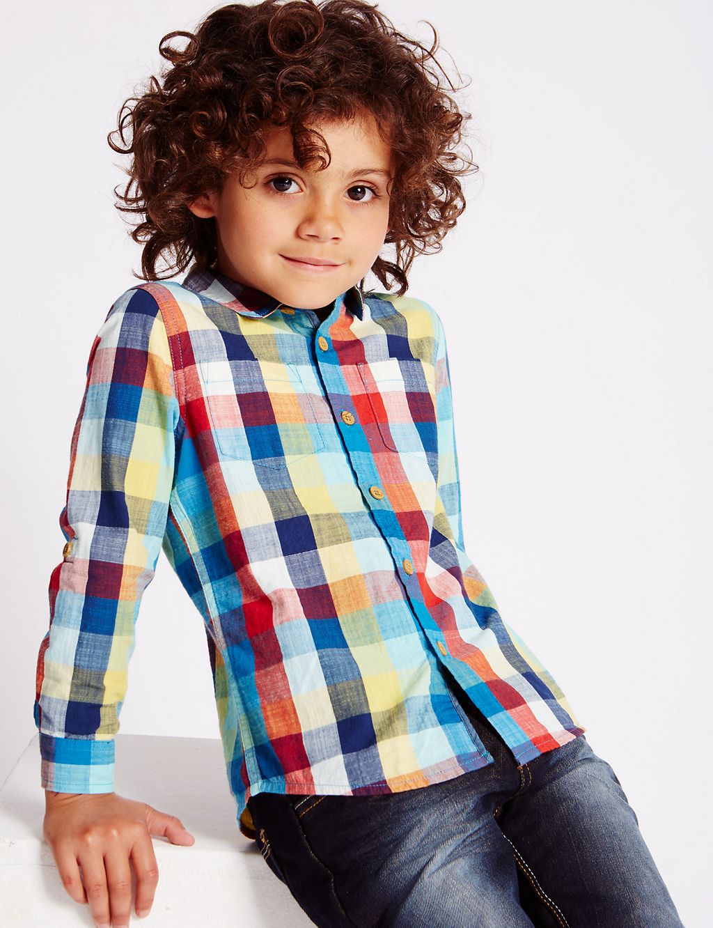 Pure Cotton Roll Up Sleeves Checked Shirt (1-7 Years) 3 of 7