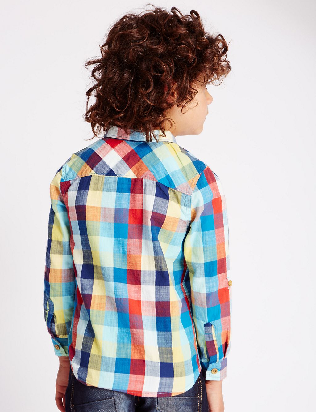 Pure Cotton Roll Up Sleeves Checked Shirt (1-7 Years) 2 of 7
