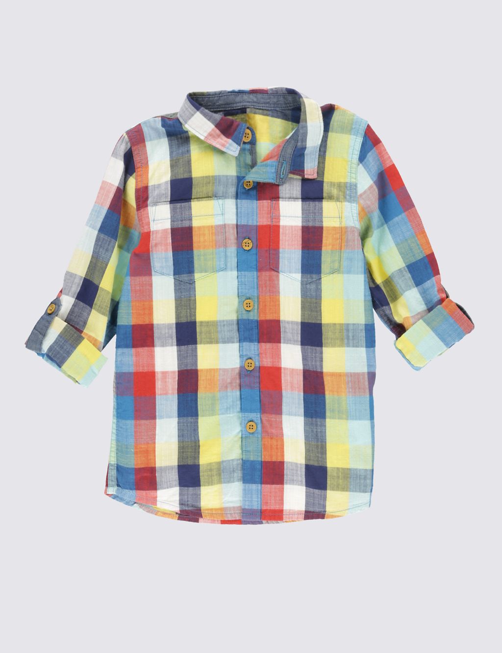 Pure Cotton Roll Up Sleeves Checked Shirt (1-7 Years) 1 of 7