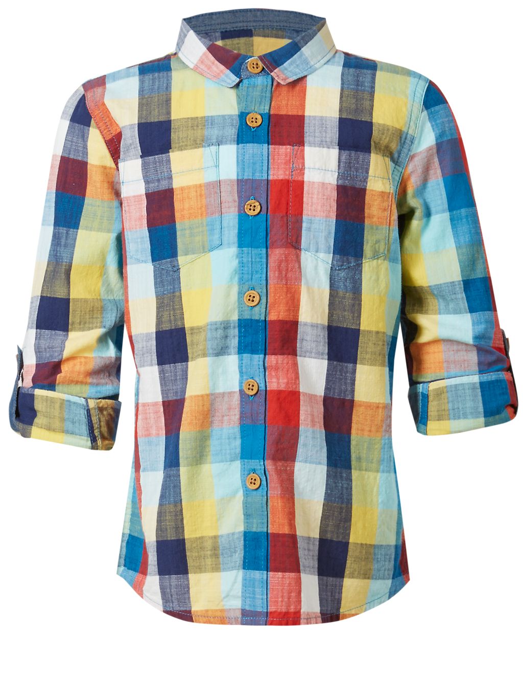Pure Cotton Roll Up Sleeves Checked Shirt (1-7 Years) 4 of 7