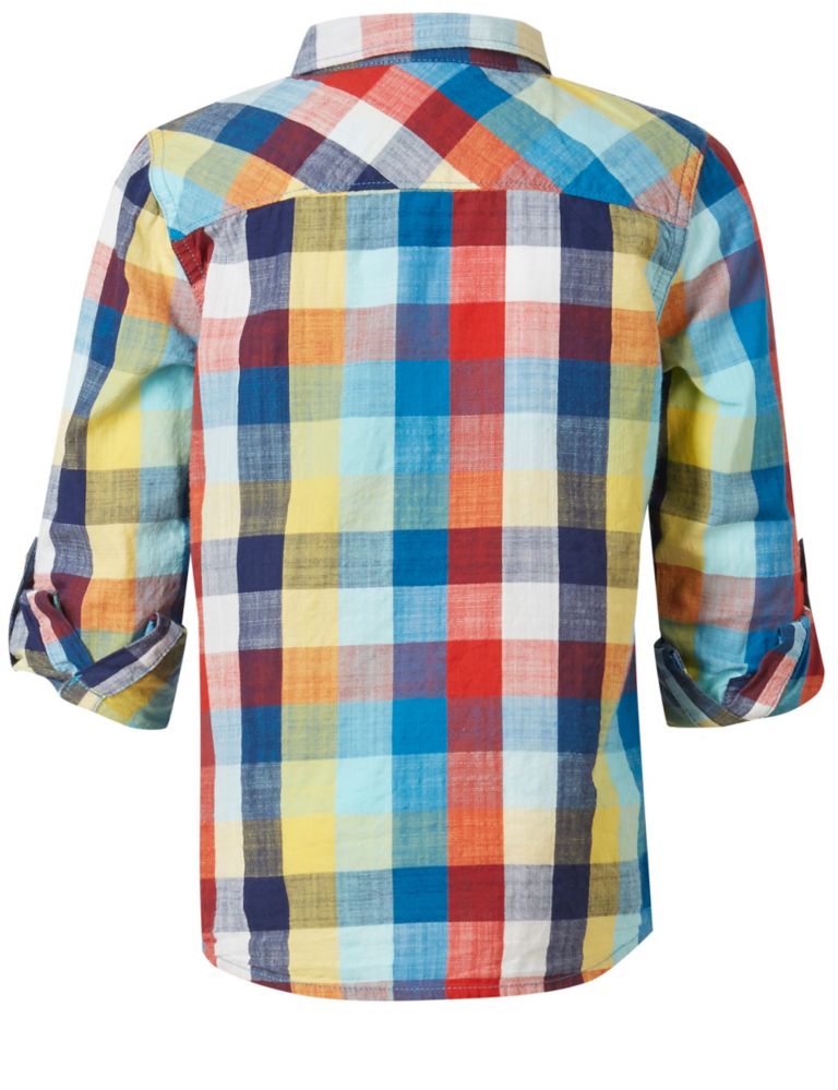 Pure Cotton Roll Up Sleeves Checked Shirt (1-7 Years) 7 of 7