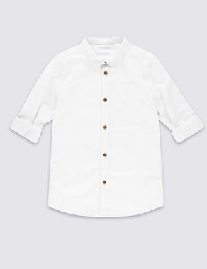 Pure Cotton Rolled Sleeve Oxford Shirt (5-14 Years) Image 2 of 4