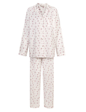 Pure Cotton Rose Print Pyjamas with Cool Comfort™ Technology Image 2 of 6