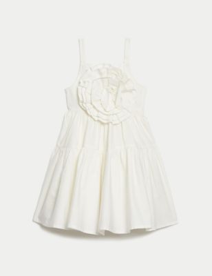 Pure Cotton Rosette Dress (2-8 Yrs) Image 2 of 5