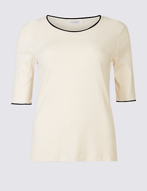 Pure Cotton Round Neck Half Sleeve T-Shirt Image 2 of 4