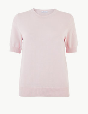 Pure Cotton Round Neck Knitted Top Image 2 of 4