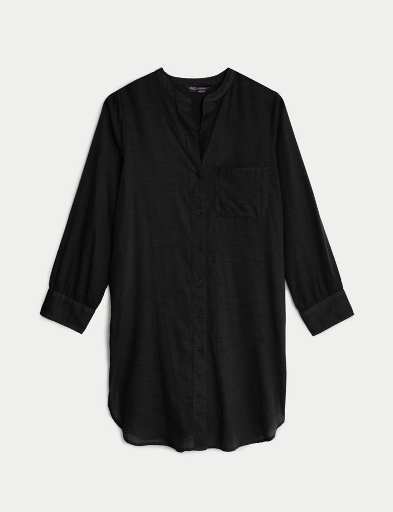 Buy Pure Cotton Round Neck Longline Beach Shirt | M&S Collection | M&S