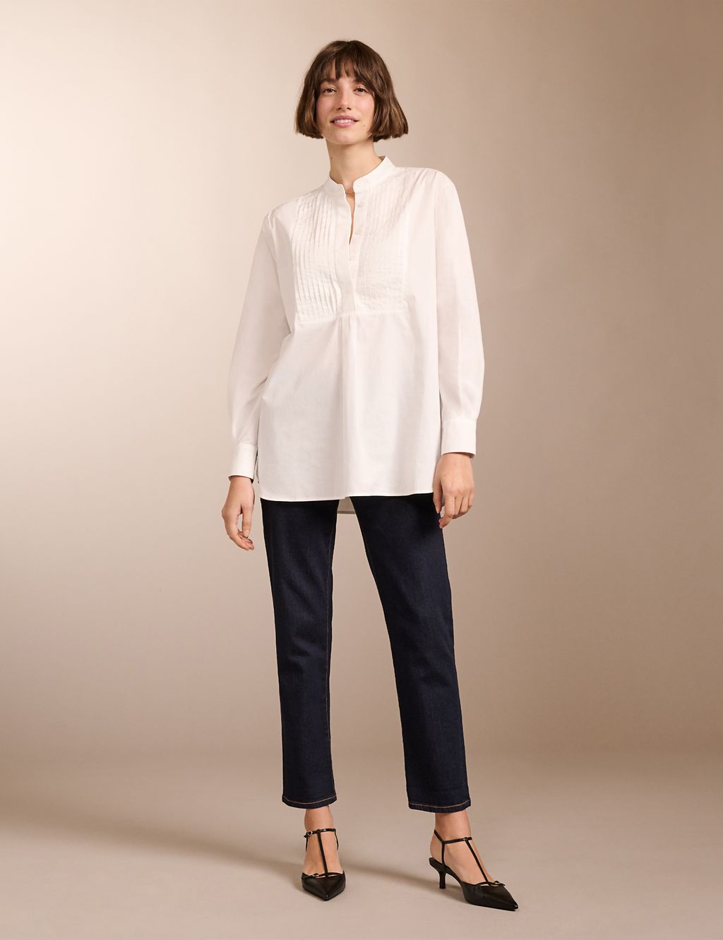 Pure Cotton Round Neck Pintuck Shirt 3 of 6