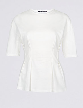 Pure Cotton Round Neck Short Sleeve Top Image 2 of 4