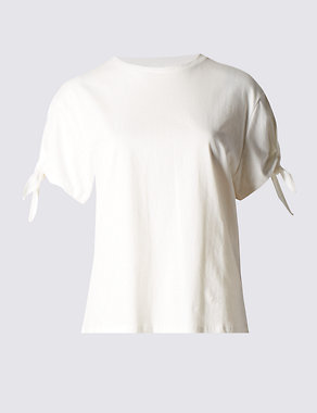 Pure Cotton Round Neck T-Shirt Image 2 of 4